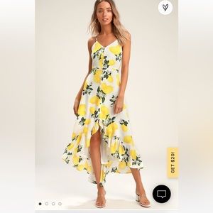 Lulu’s dress white with lemons size M long